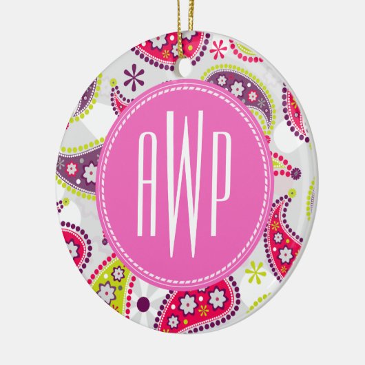 Paisley u. rosa Monogramm Keramik Ornament (Links)