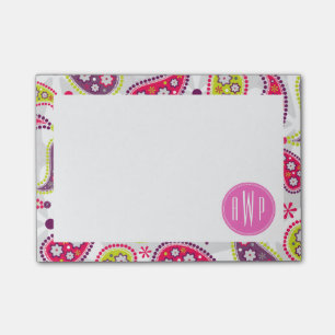 Paisley u. rosa Monogramm Post-it Klebezettel