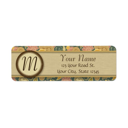 Paisley- und Fan-Blume mit Monogramm (Vorne)