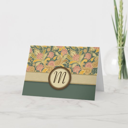 Paisley- und Fan-Blumen mit Monogramm (Vorderseite)
