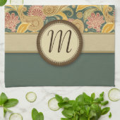 Paisley- und Fan-Blumen mit Monogramm Geschirrtuch (Gefaltet)