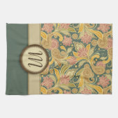 Paisley- und Fan-Blumen mit Monogramm Geschirrtuch (Horizontal)