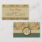 Paisley- und Fan-Blumen mit Monogramm Visitenkarte (Vorne/Hinten)