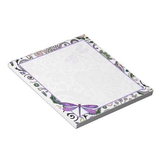 Paisley und Libelle Notizblock (angewinkelt)