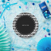 Paisley- und Streifen-Muster | schwarz, Weiß u. Pappteller (Party)