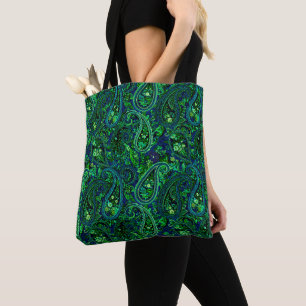 Paisley-Üppigkeit Lebendige Florale Blau Grün Tasche