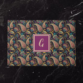 Paisley Vintag Look Black Lila Monogram Initial Fußmatte