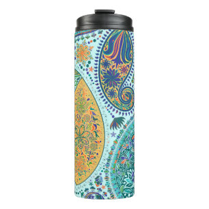 Paisley-Vintage-Blumenmotiv ethnischer nahtloser H Thermosbecher