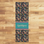 Paisley Vintage Look Black Teal Purple Monogram Yogamatte