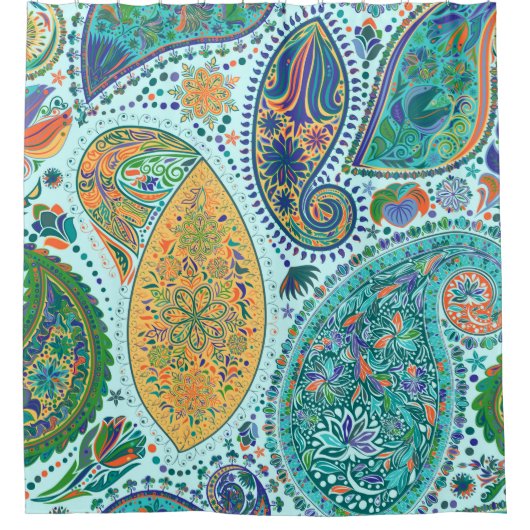 Paisley Vintages Blumenmotiv ethnisch nahtlos back Duschvorhang (Vorderseite)