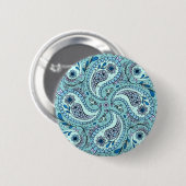 Paisley-Vögel in Babyblau Button (Vorne & Hinten)