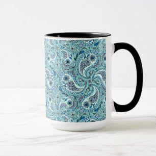 Paisley-Vögel in Babyblau Tasse