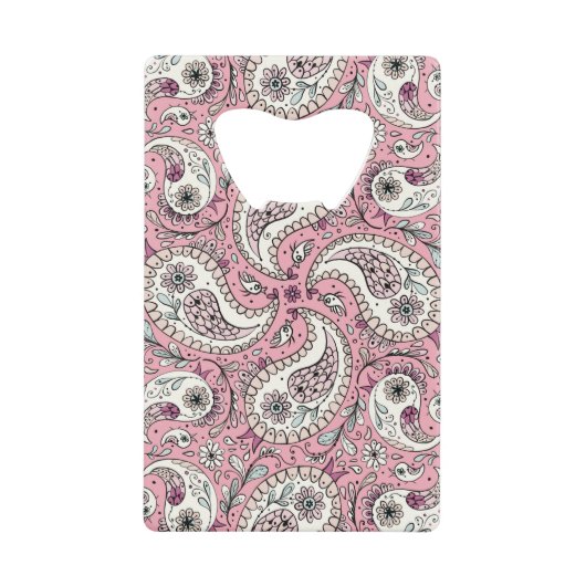 Paisley-Vögel in Babyrosa Geldbeutel Flaschenöffner (Vorderseite)