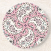 Paisley-Vögel in Babyrosa Getränkeuntersetzer (Vorne)