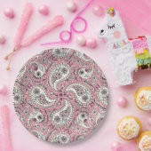 Paisley-Vögel in Babyrosa Pappteller (Party)