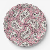 Paisley-Vögel in Babyrosa Pappteller (Vorderseite)