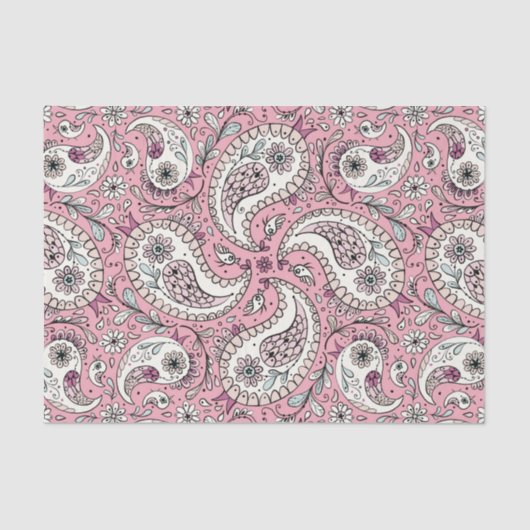 Paisley-Vögel in Babyrosa Seidenpapier (Vorderseite)