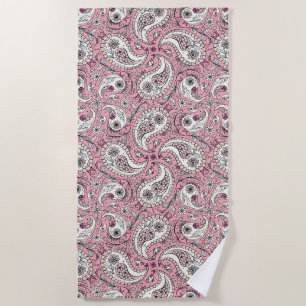 Paisley-Vögel in Babyrosa Strandtuch