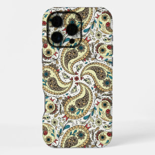 Paisley-Vögel in gelb/braun und weiß iPhone 16 Pro Max Hülle