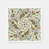 Paisley-Vögel in Gelb/Braun und Weiß Serviette (Vorderseite)