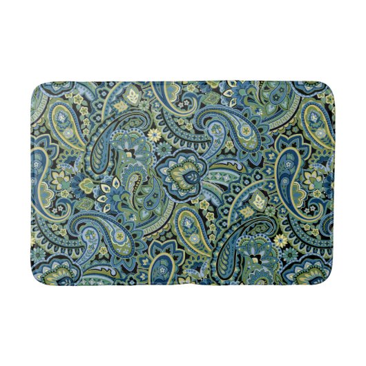 Paisley Waldgrün Badematte (Vorderseite)