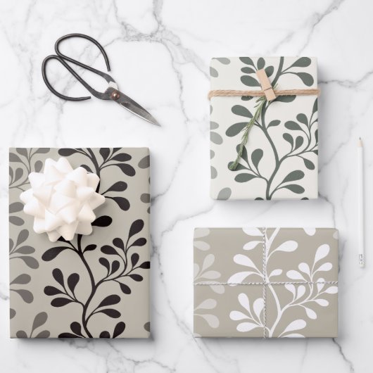 Paisley Waltz Minimalist Botanical Silhouettes Geschenkpapier Set (Vorderseite)