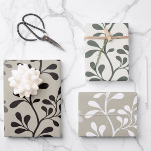 Paisley-Waltzer-Silhouetten Minimalistische Botani Geschenkpapier Set