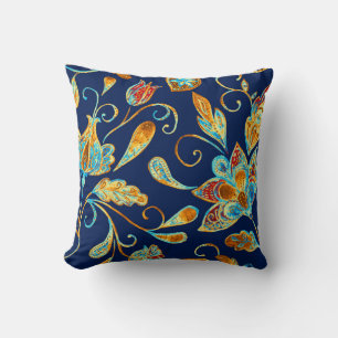 Paisley-Wasserfarbe-Fliesenmuster: Blumen, f Kissen