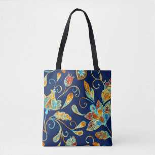 Paisley-Wasserfarbe-Fliesenmuster: Blumen, f Tasche
