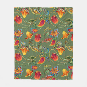 Paisley-Wasserfarbenblumen, nahtloses indisches Mo Fleecedecke