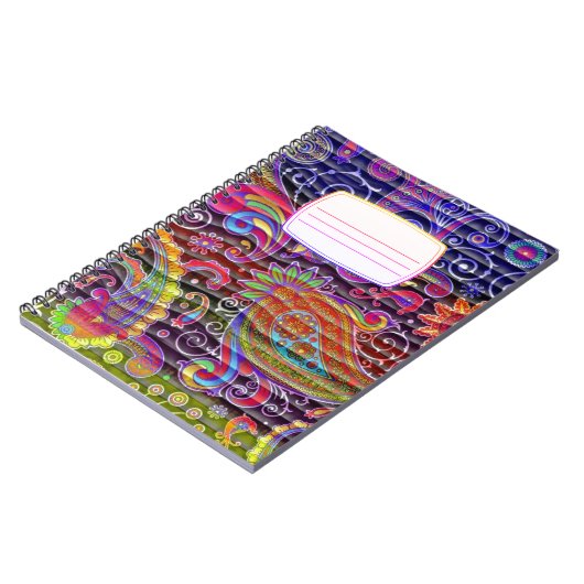 Paisley Wavy Komposition Notebook in hellen Farben Notizblock (Linke Seite)