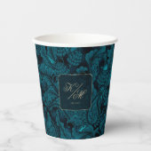 Paisley Wedding Dark Aquamarin ID767 Pappbecher (Vorderseite)