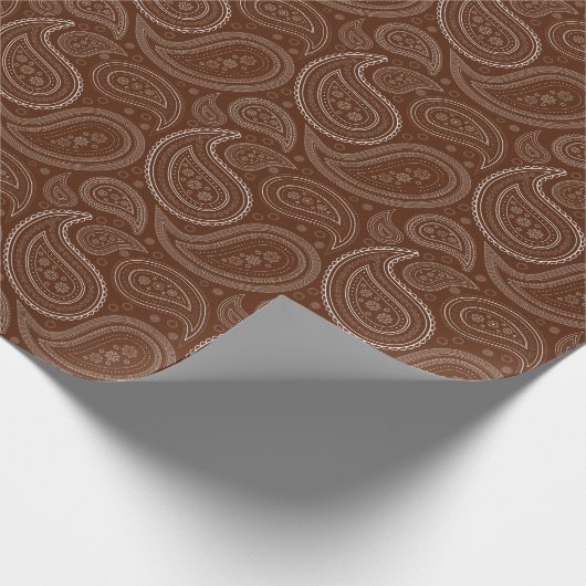 Paisley-Weiß auf Brown-Packpapier Geschenkpapier (Ecke)