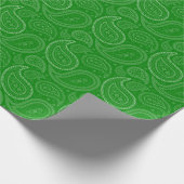 Paisley-Weiß auf grünem Packpapier (Ecke)