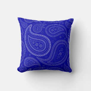 Paisley Weiß auf Royalblau-Kissen Kissen