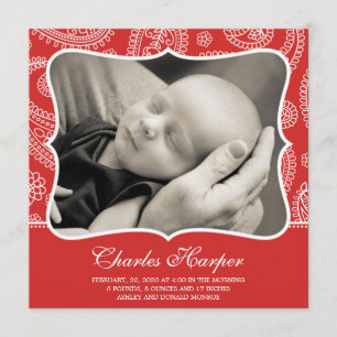 Paisley Western Geburtshinweise Ankündigung