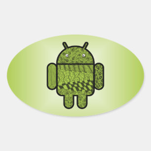 Paisley-Zeichen für den Android™-Roboter Ovaler Aufkleber