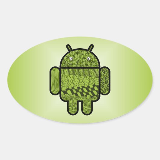 Paisley-Zeichen für den Android™-Roboter Ovaler Aufkleber (Vorderseite)
