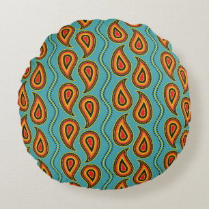 Paisley Ziertextur: Indische Eleganz. Rundes Kissen