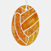 Paisleyball Federn Blumenmuster Orange Volleyball Ornament Aus Metall (Vorderseite Rechts)