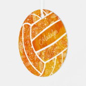 Paisleyball Federn Blumenmuster Orange Volleyball Ornament Aus Metall (Vorderseite links)