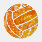 Paisleyball Federn Blumenmuster Orange Volleyball Ornament Aus Metall (Vorderseite)