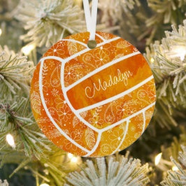Paisleyball Federn Blumenmuster Orange Volleyball Ornament Aus Metall
