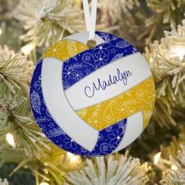 Paisleyball-Federn Blütenblau-Goldvolleyball Ornament Aus Metall