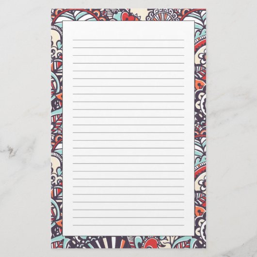 Paisleyblumengekritzel-Muster Briefpapier (Vorderseite)