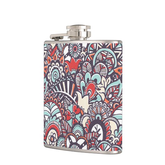 Paisleyblumengekritzel-Muster Flachmann (Links)