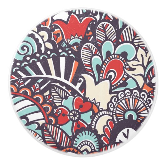 Paisleyblumengekritzel-Muster Keramikknauf (Vorderseite)