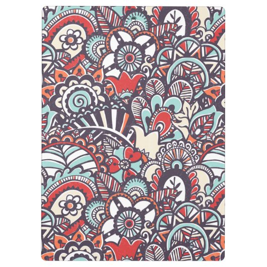 Paisleyblumengekritzel-Muster Klemmbrett (Rückseite)