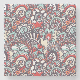 Paisleyblumengekritzel-Muster Steinuntersetzer