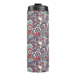 Paisleyblumengekritzel-Muster Thermosbecher